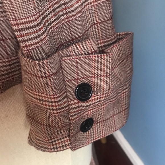 CBR brown plaid off shoulder asymmetric button front fall lightweight jacket XL - Picture 4 of 13